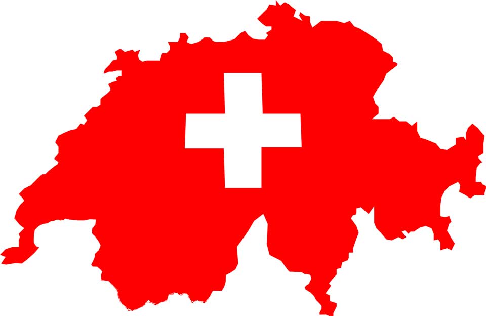 Karte der Schweiz mit Flagge